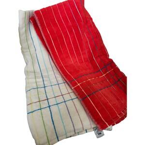 Lot 2 Vintage Jaime Bath TOWELS MCM Red White Stripped Cotton USA